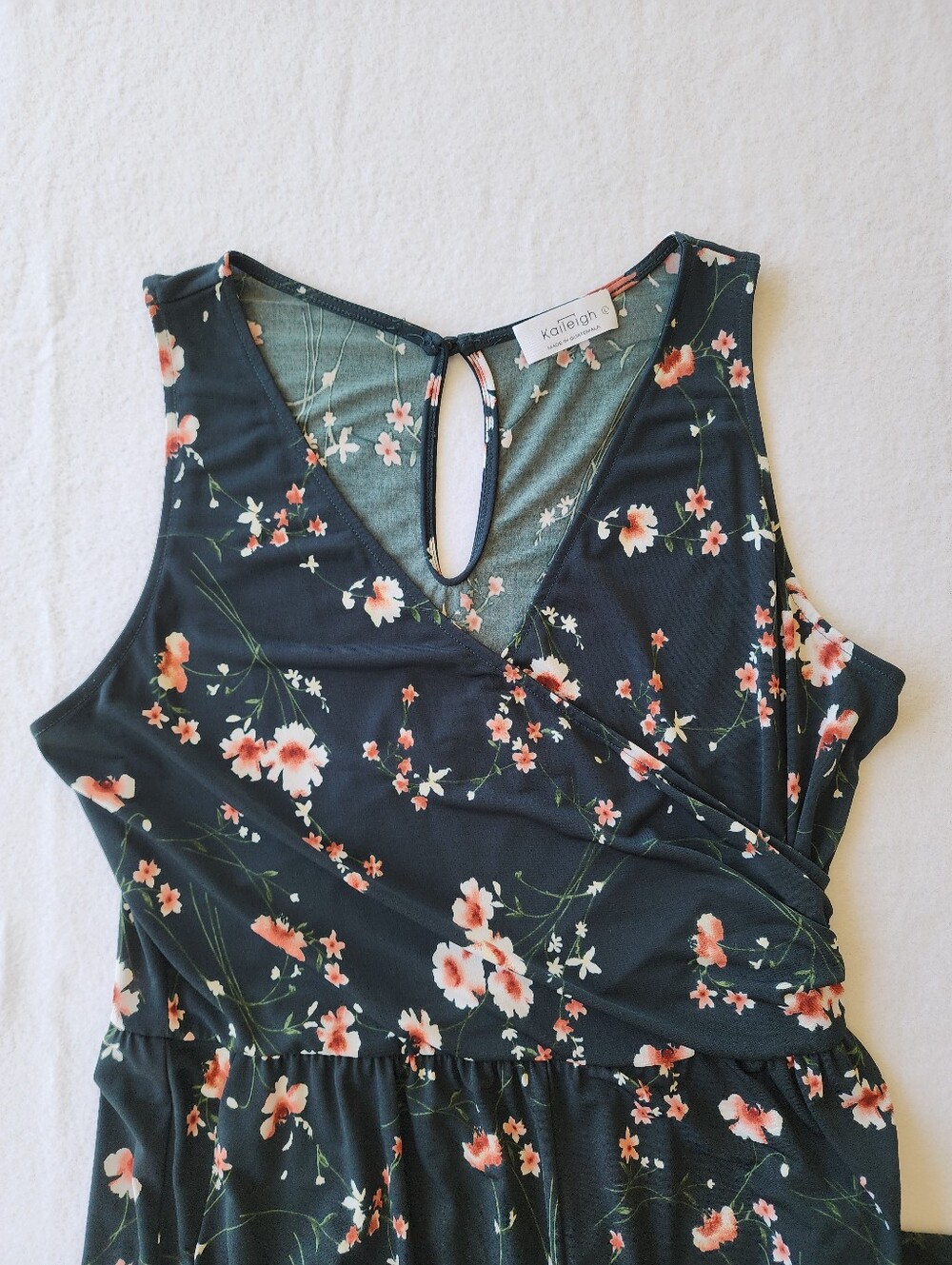 Kaitleigh Floral Wide Leg Jumpsuit Womens Large Sleeveless Wrap Front - Picture 7 of 12